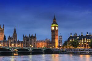 Big Ben and House of Parliament, London, UK, in the dusk evening